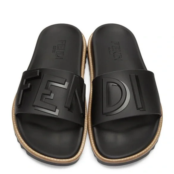 FENDI ALL BLACK SLIDES FENDI FF logo-embossed Slide Sandals | Black | FARFETCH main image 4